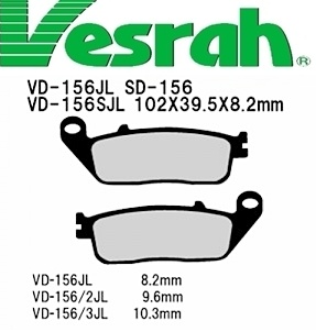 [Vesrah]베스라 SD156 - HONDA CBR250,XR400,CBR600F,SILVERWING,PC800,ST1100 기타 그 외 기종 -오토바이 브레이크 패드