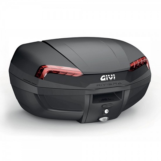 GIVI 탑박스 46리터 탑케이스 가방다이 모노락 기비가방 리비에라 레드반사경 무광블랙 E46N