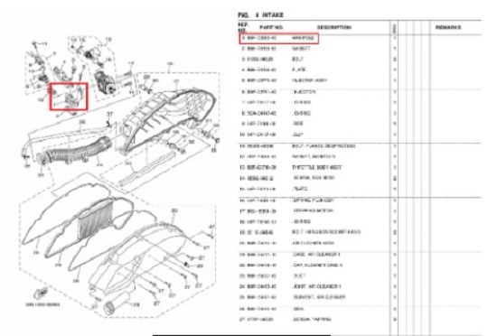 N-MAX125 엔맥스125(21년~) 매니폴드 B6H-E3585-00