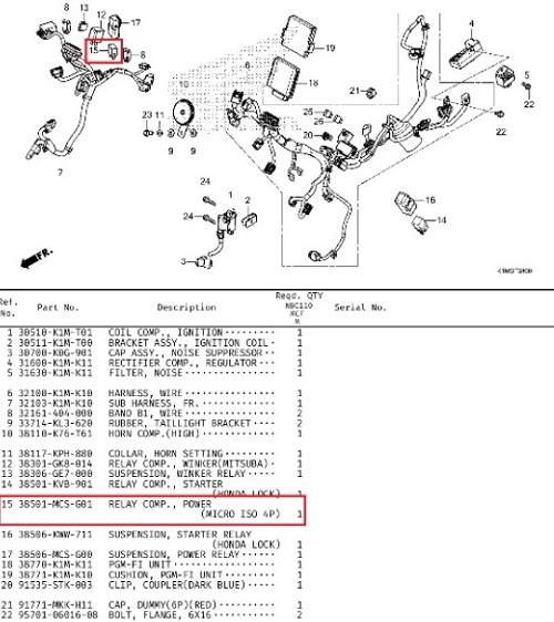 슈퍼커브110(21년~) SUPER CUB110 파워릴레이(4P) 38501-MCS-G01