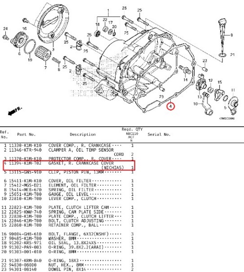 슈퍼커브110(21년~) SUPER CUB110 클러치커버가스켓 11394-K1M-T02