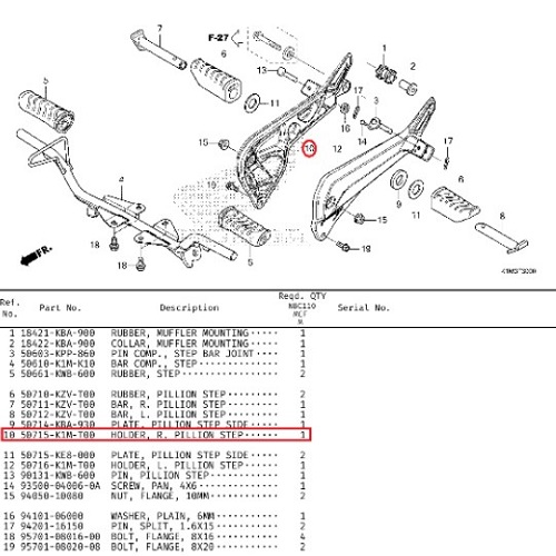 슈퍼커브110(21년~) SUPER CUB110 스텝홀더(뒤) 우측 50715-K1M-T00