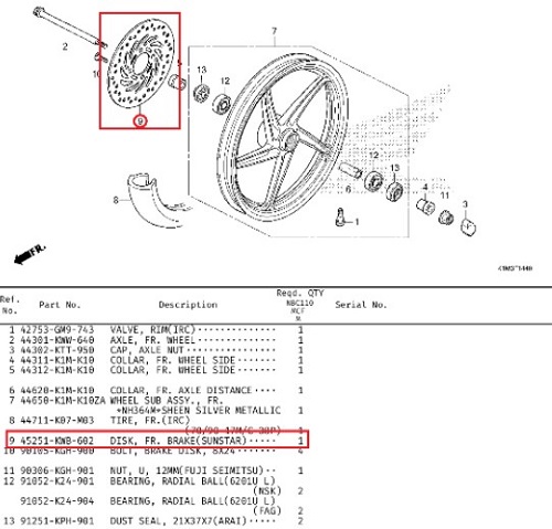 슈퍼커브110(~23년) MSX125 브레이크디스크(앞) 45251-KWB-602 순정